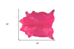 5' x 7' Pink Cowhide Hand Knotted Area Rug