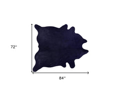 6' x 7' Midnight Cowhide Hand Knotted Area Rug