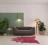 5' x 7' Red and Silver Cowhide Hand Knotted Area Rug