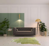 5' x 7' Green and Silver Cowhide Hand Knotted Area Rug