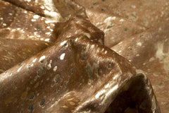 6' x 7' Gold and Brown Cowhide Hand Knotted Area Rug