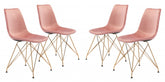 Set of Four Pink and Gold Upholstered Velvet Dining Side Chairs