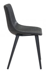 Set of Two Black Upholstered Faux Leather Dining Side chairs