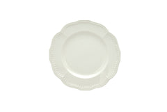White Four Piece Round Scallop Stoneware Service For Four Salad Plate Set