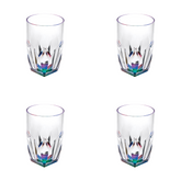 Set of Four Clear and Rainbow Geometric Acrylic Highball Glasses
