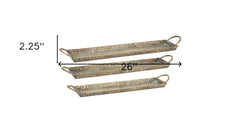 Set of Three Gold Metal Tray With Handles