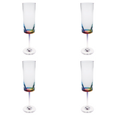 Set of Four Rainbow Geometric Acrylic Stemmed Flutes