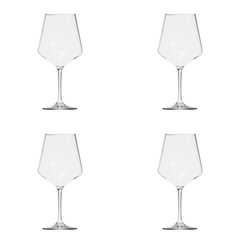 Set of Four Clear Tritan Plastic Stemmed All Purpose Wine Glasses