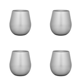 Set of Four Silver Acrylic Stemless All Purpose Wine Glass