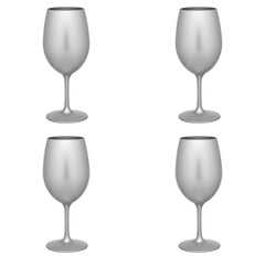 Set of Four Silver Acrylic Stemmed All Purpose Wine Glass