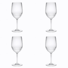 Set of Four Clear Tritan Plastic Stemmed All Purpose Wine Glass