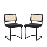 Set of Two Black Upholstered Velvet Dining Side Chairs