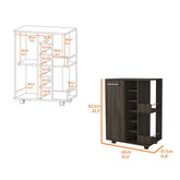 Brown Rolling Bar Cart With Wine Storage