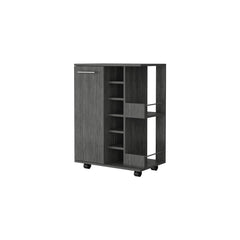 Gray Rolling Bar Cart With Wine Storage