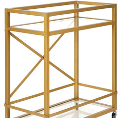 Brass Steel And Glass Rolling Bar Cart