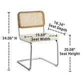 Set of Two Tufted Off White And Silver Upholstered Faux Leather Dining Side Chairs