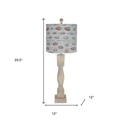 30" Taupe Standard Table Lamp With Blue Shade