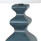 Set Of Two 31" Distressed Teal Table Lamps With White Drum Shade