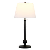 28" Black Metal Table Lamp With White Empire Shade