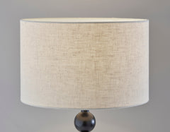 28" Black Solid Wood Candlestick Table Lamp With Off White Drum Shade