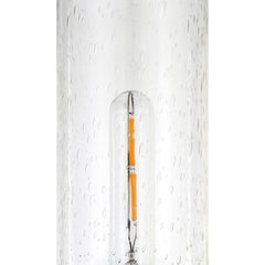 26" Black Metal Table Lamp With Clear Seeded Cylinder Shade