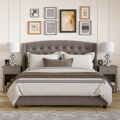 23" Nickel Glass Table Lamp With White Drum Shade