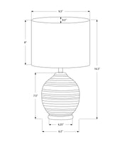 17" Black Ceramic Round Table Lamp With Ivory Drum Shade