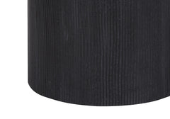 24" Black and Gold Concrete Cylinder Table Lamp With Ivory Drum Shade