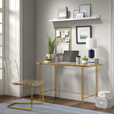 15" Blue and Gold Ceramic Cylinder Table Lamp With White Drum Shade