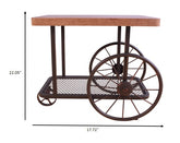 27" X 17.71" X 22.04" Gray Oak And Antique Metal Tube End Table