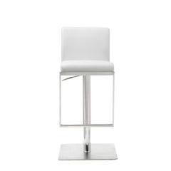 20" White And Silver Stainless Steel Bar Chair