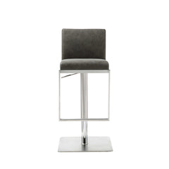 20" Gray And Silver Stainless Steel Bar Chair