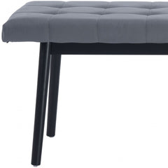 49" Gray and Black Upholstered Velvet Bench