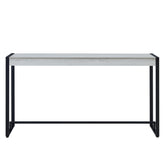 54" White and Black Distressed Sled Console Table