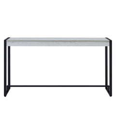 54" White and Black Distressed Sled Console Table