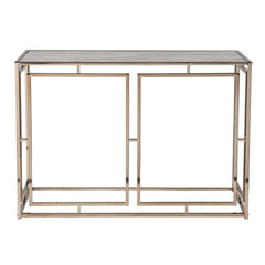 44" Champagne and Gold Faux Marble Frame Console Table