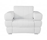 Three Piece Indoor White Italian Leather Six Person Seating Set