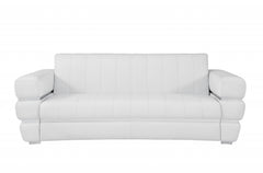 Three Piece Indoor White Italian Leather Six Person Seating Set