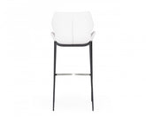 Set of Two 30" White And Black Faux Leather And Steel Low Back Bar Height Bar Chairs