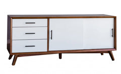 Flair 64" Acorn and White Mid Century Mod TV Console