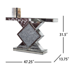 Diamond Silver Mirrored Console Table