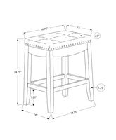 Set of Two 25" Black And Espresso Faux Leather And Solid Wood Backless Counter Height Bar Chairs