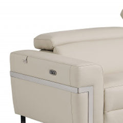 Two Piece Indoor Beige Italian Leather Five Person Seating Set