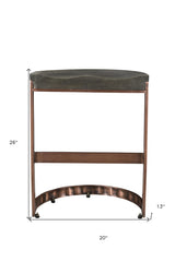 30" Gray And Copper Iron Backless Bar Height Bar Chair