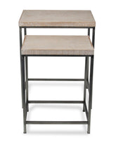 Set Of Two 25" Black And Brown Solid Wood And Steel Rectangular Nested Tables