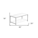 40" White And Silver Rectangular Coffee Table