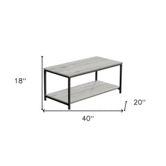 40" Grey And Black Rectangular Coffee Table