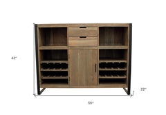 55" Gray and Black Solid Wood Sled Console Table With Storage With Storage