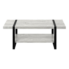 47" Grey And Black Rectangular Coffee Table With Shelf