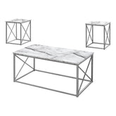 Set Of Three 42" White Rectangular Coffee Table